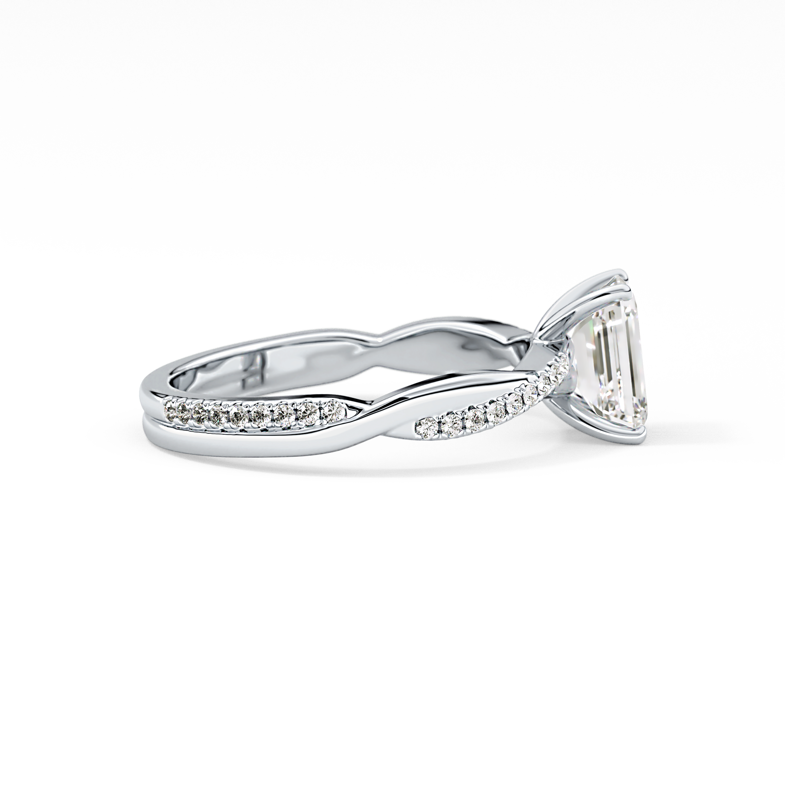 Emerald Pave Lab Grown Diamond Engagement Ring