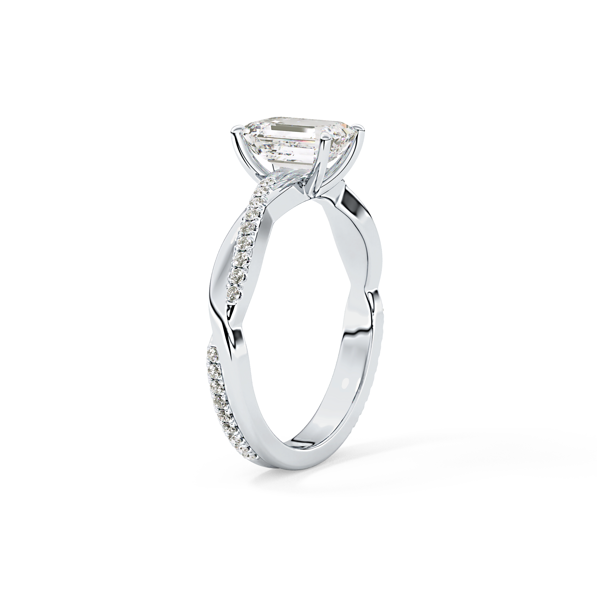 Emerald Pave Lab Grown Diamond Engagement Ring