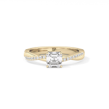Asscher Pave Lab Grown Diamond Engagement Ring