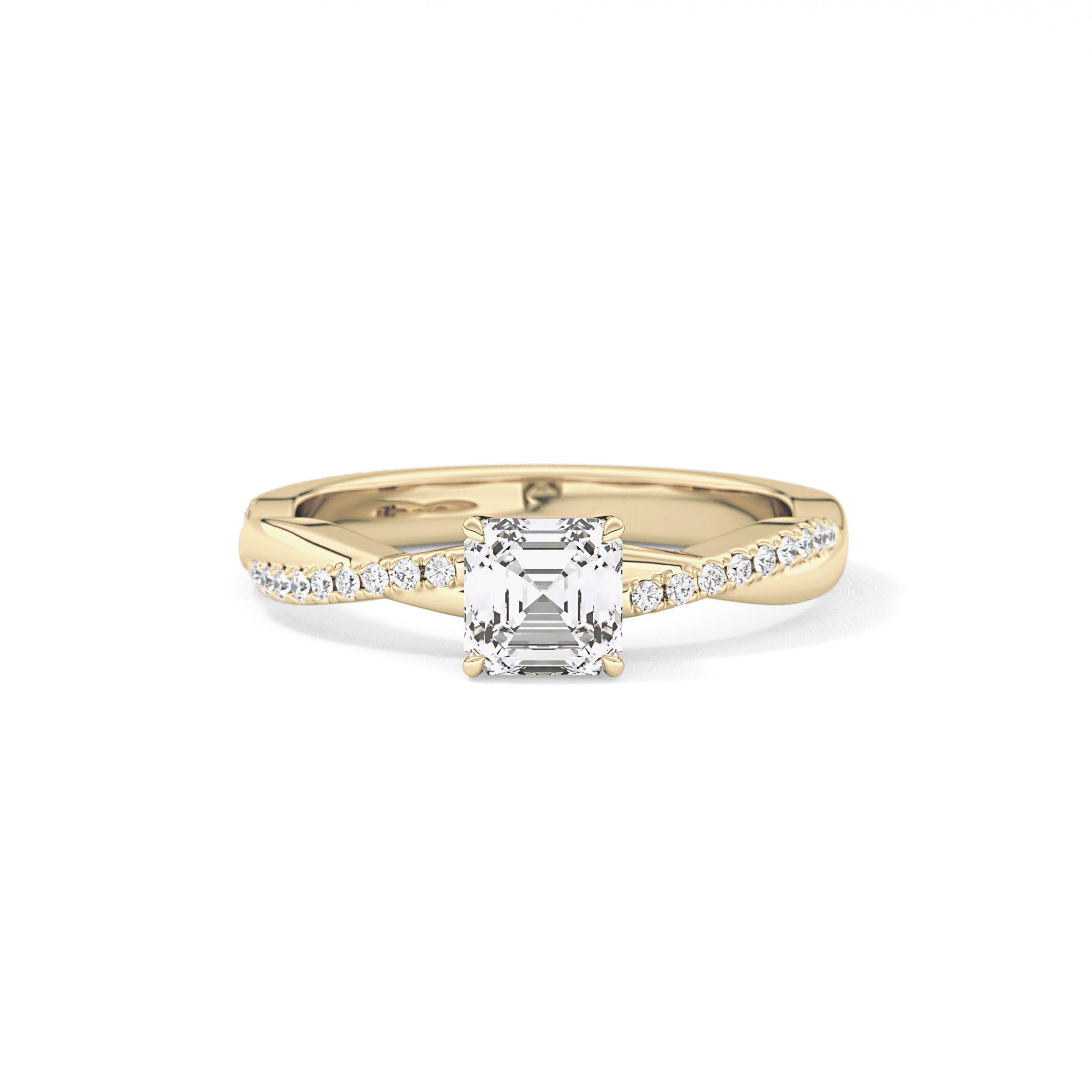 Asscher Pave Lab Grown Diamond Engagement Ring