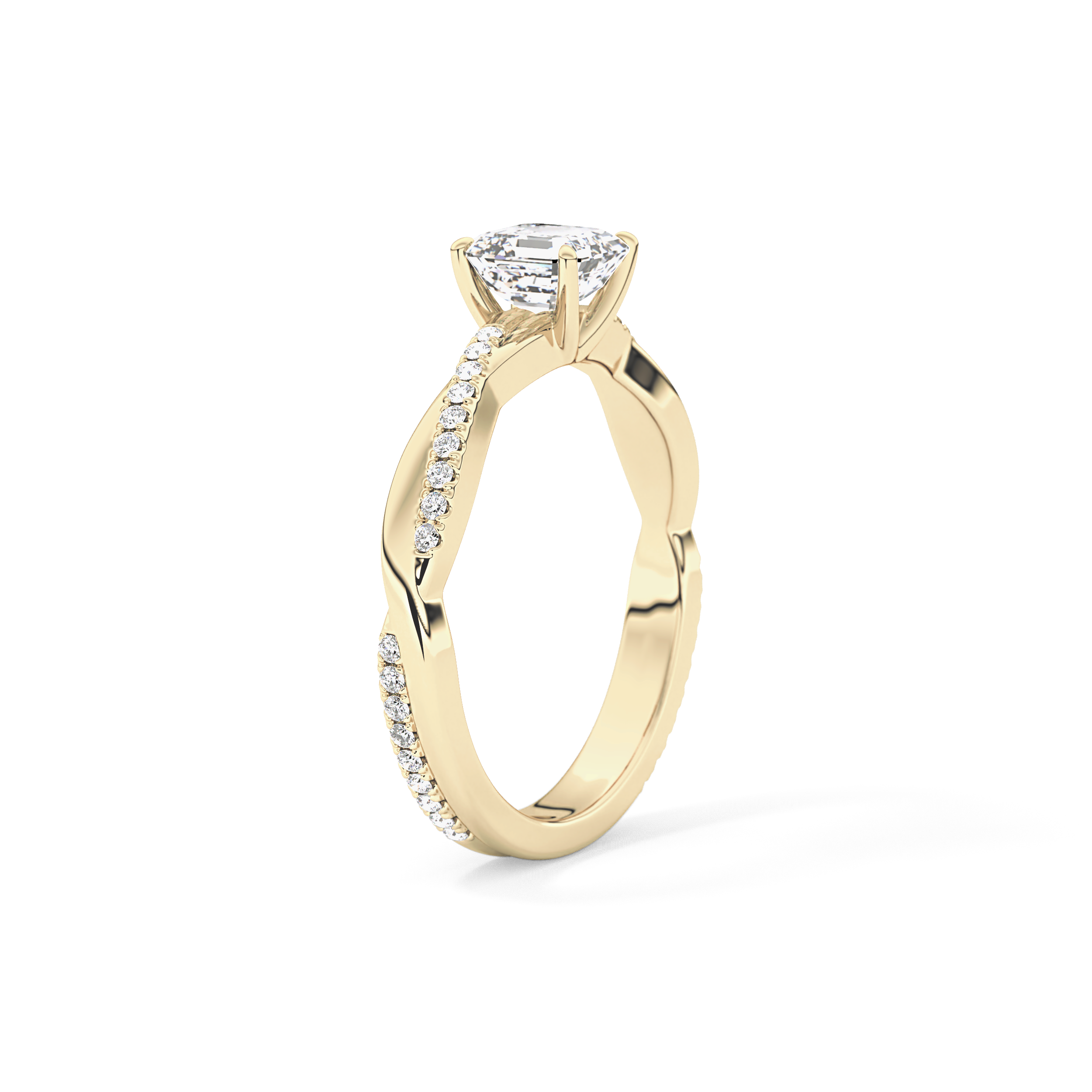 Asscher Pave Lab Grown Diamond Engagement Ring