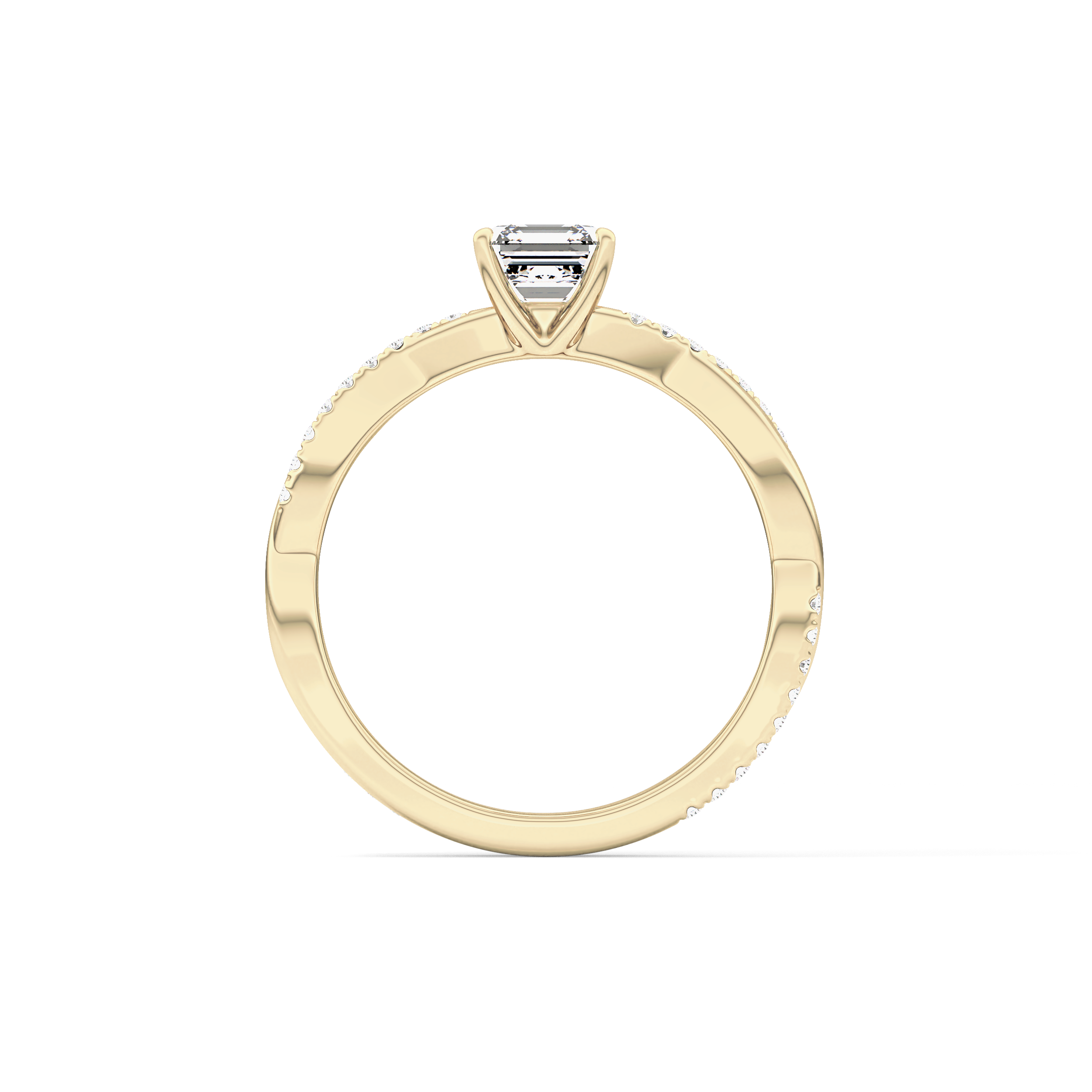 Asscher Pave Lab Grown Diamond Engagement Ring
