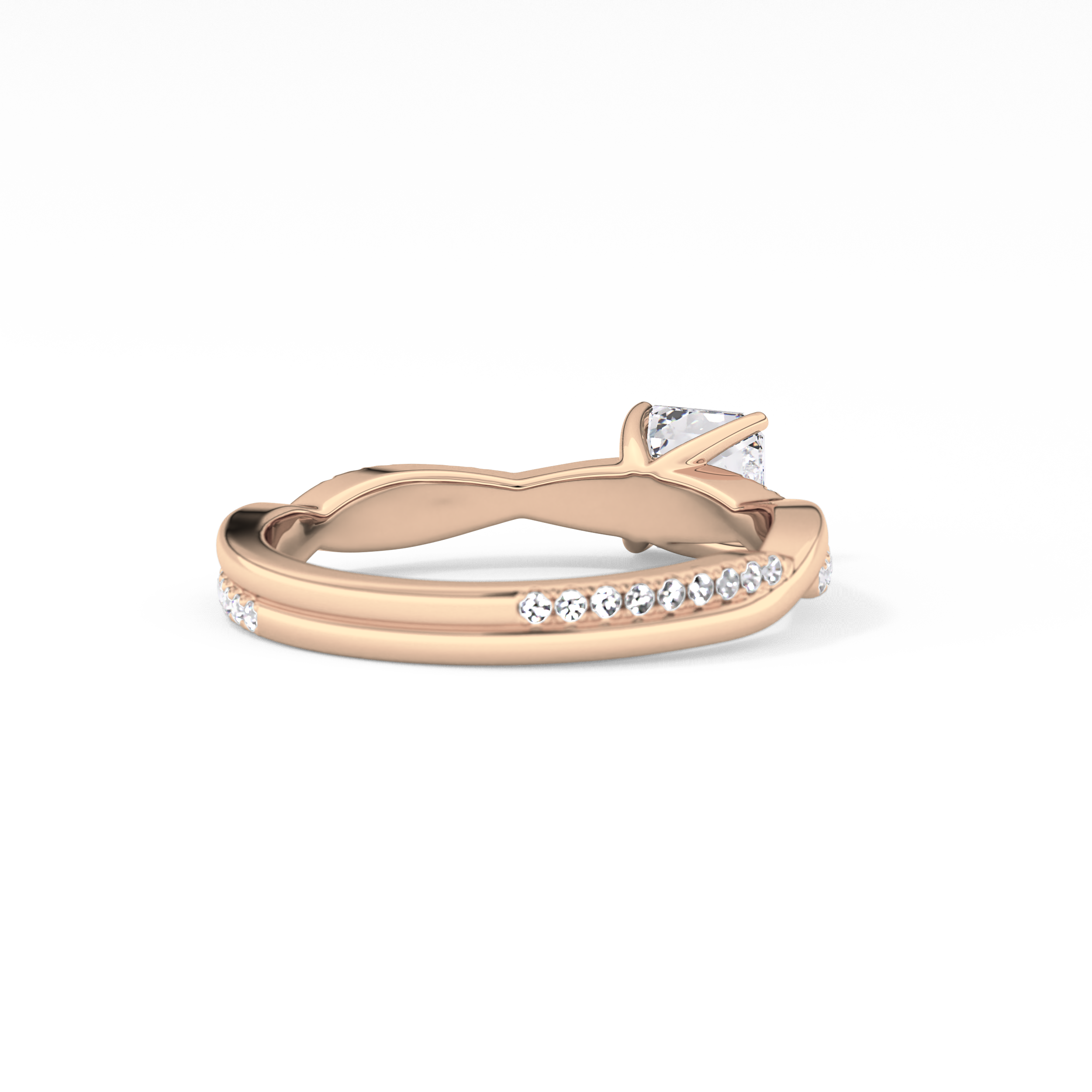 Asscher Pave Lab Grown Diamond Engagement Ring