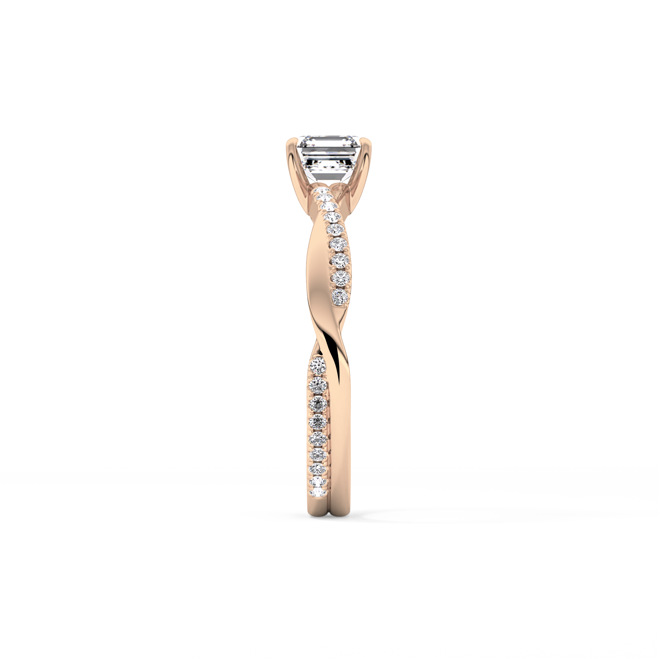 Asscher Pave Lab Grown Diamond Engagement Ring