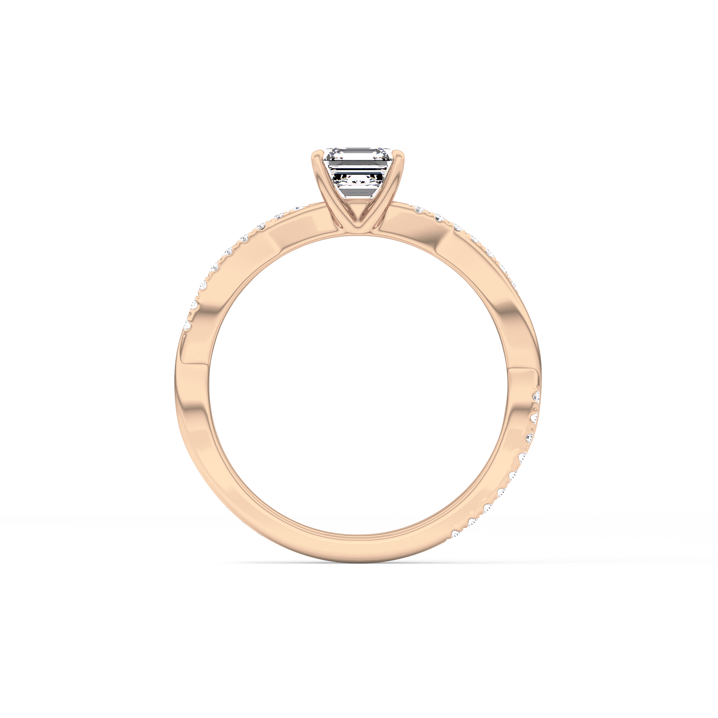 Asscher Pave Lab Grown Diamond Engagement Ring