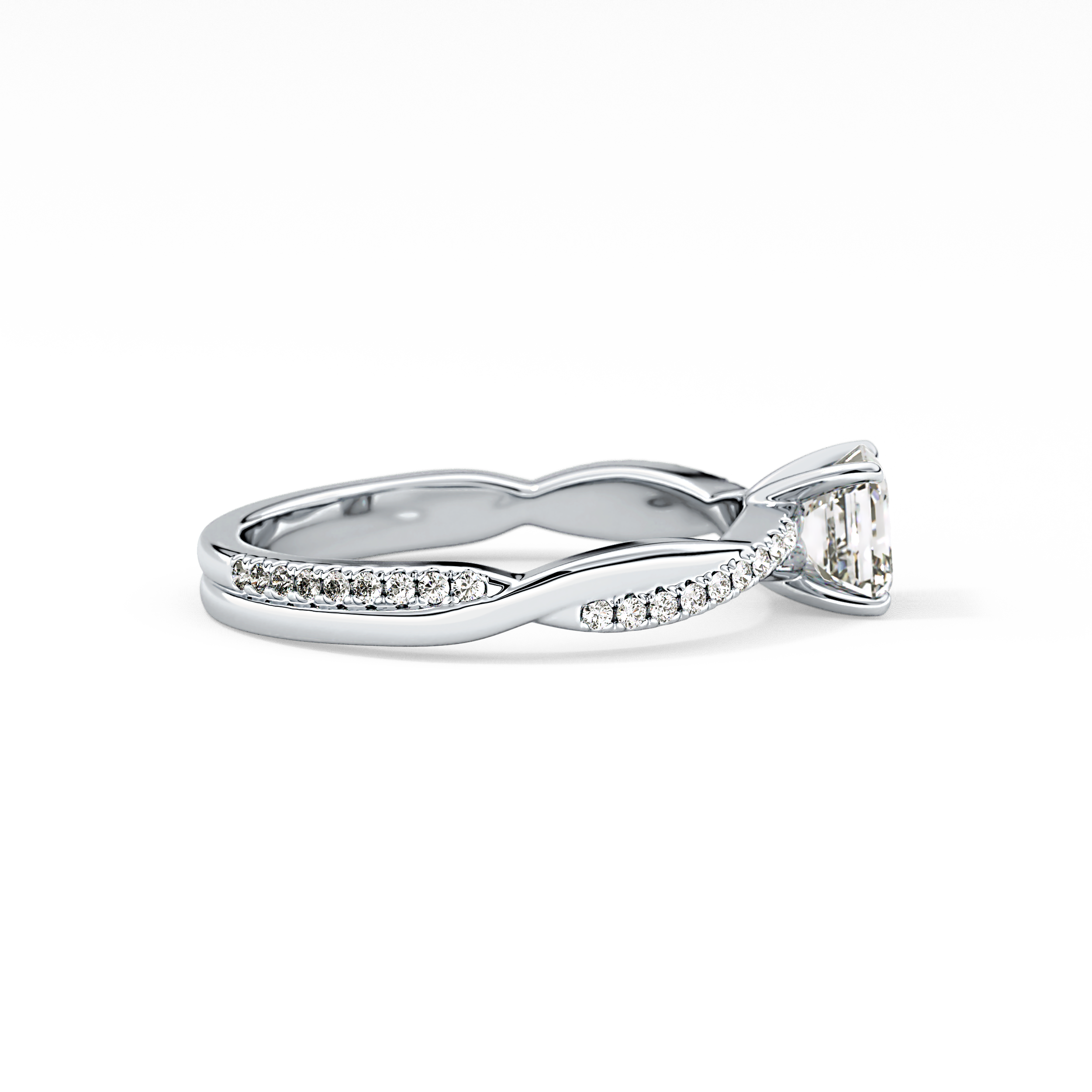 Asscher Pave Lab Grown Diamond Engagement Ring