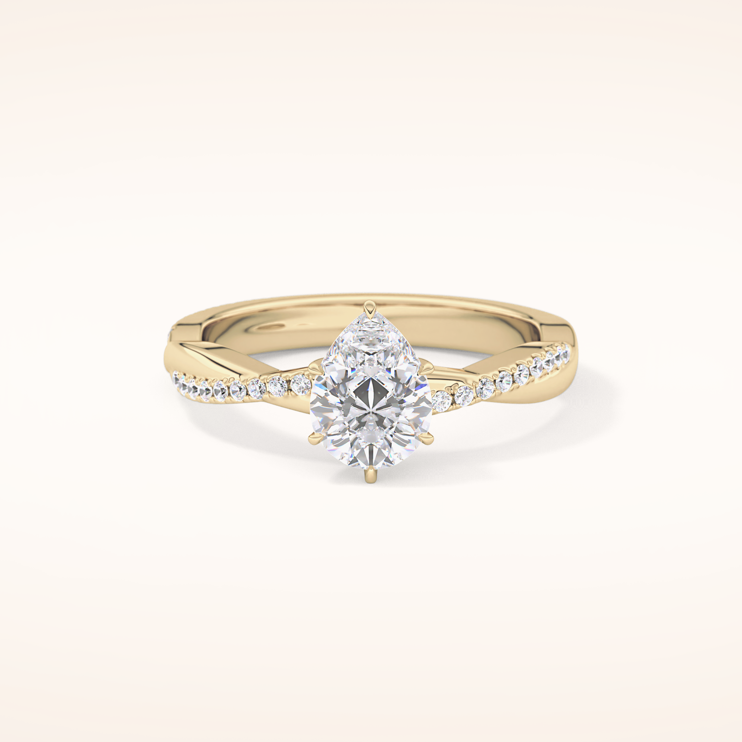 0.81 CT Pear Shaped Criss-Cross Pave Moissanite Engagement Ring