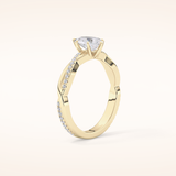 0.81 CT Pear Shaped Criss-Cross Pave Moissanite Engagement Ring