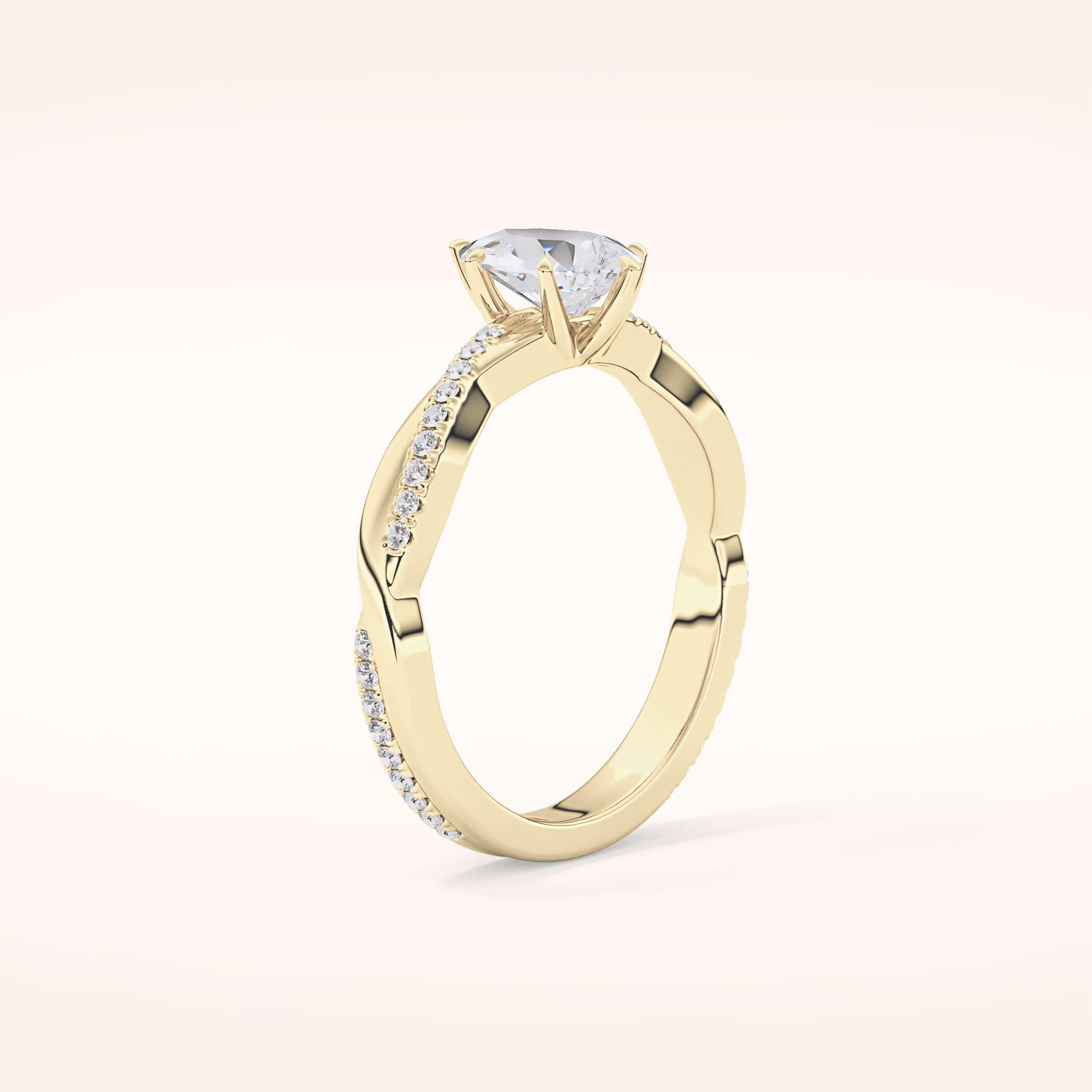 0.81 CT Pear Shaped Criss-Cross Pave Moissanite Engagement Ring