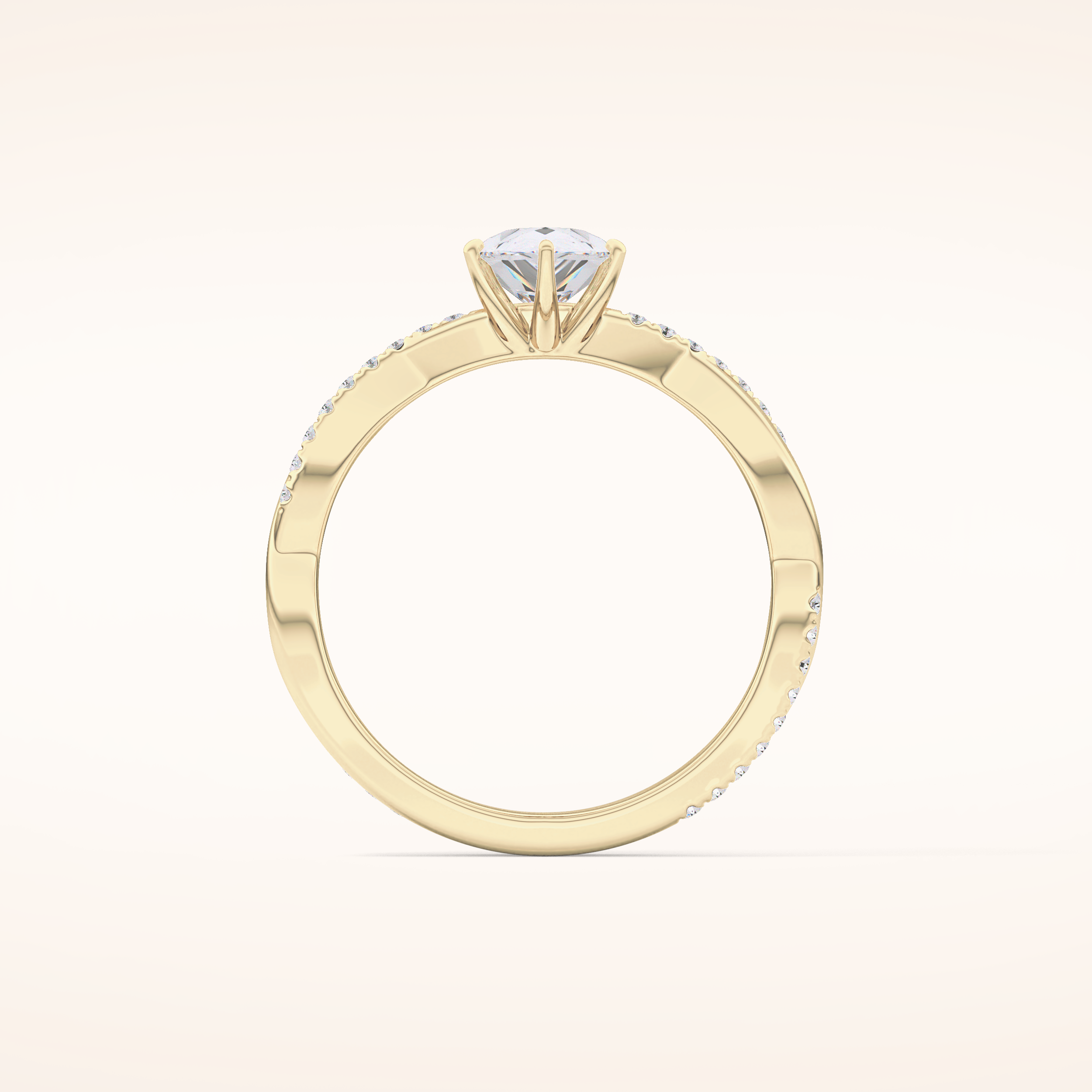0.81 CT Pear Shaped Criss-Cross Pave Moissanite Engagement Ring
