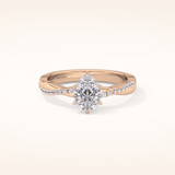 0.81 CT Pear Shaped Criss-Cross Pave Moissanite Engagement Ring