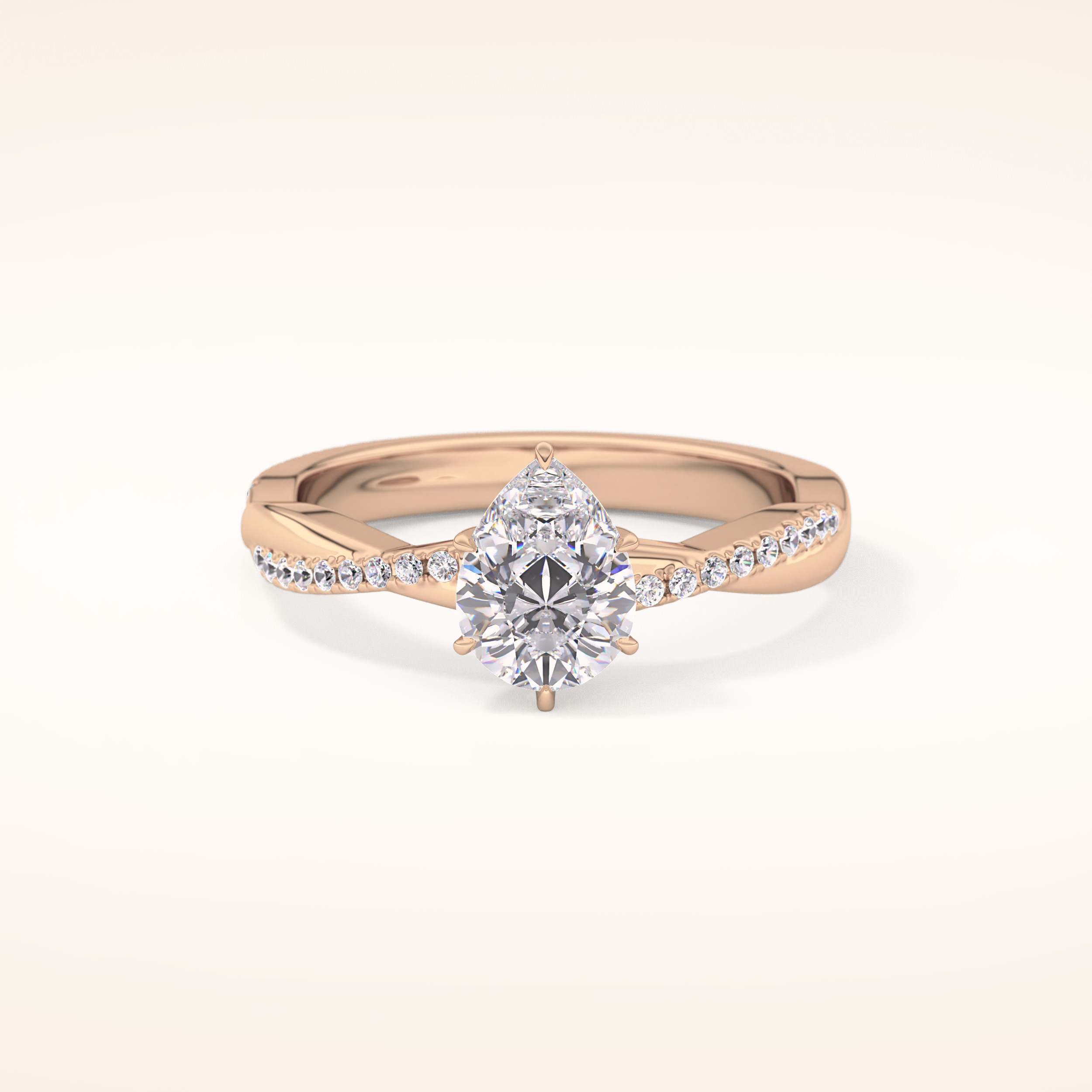 0.81 CT Pear Shaped Criss-Cross Pave Moissanite Engagement Ring