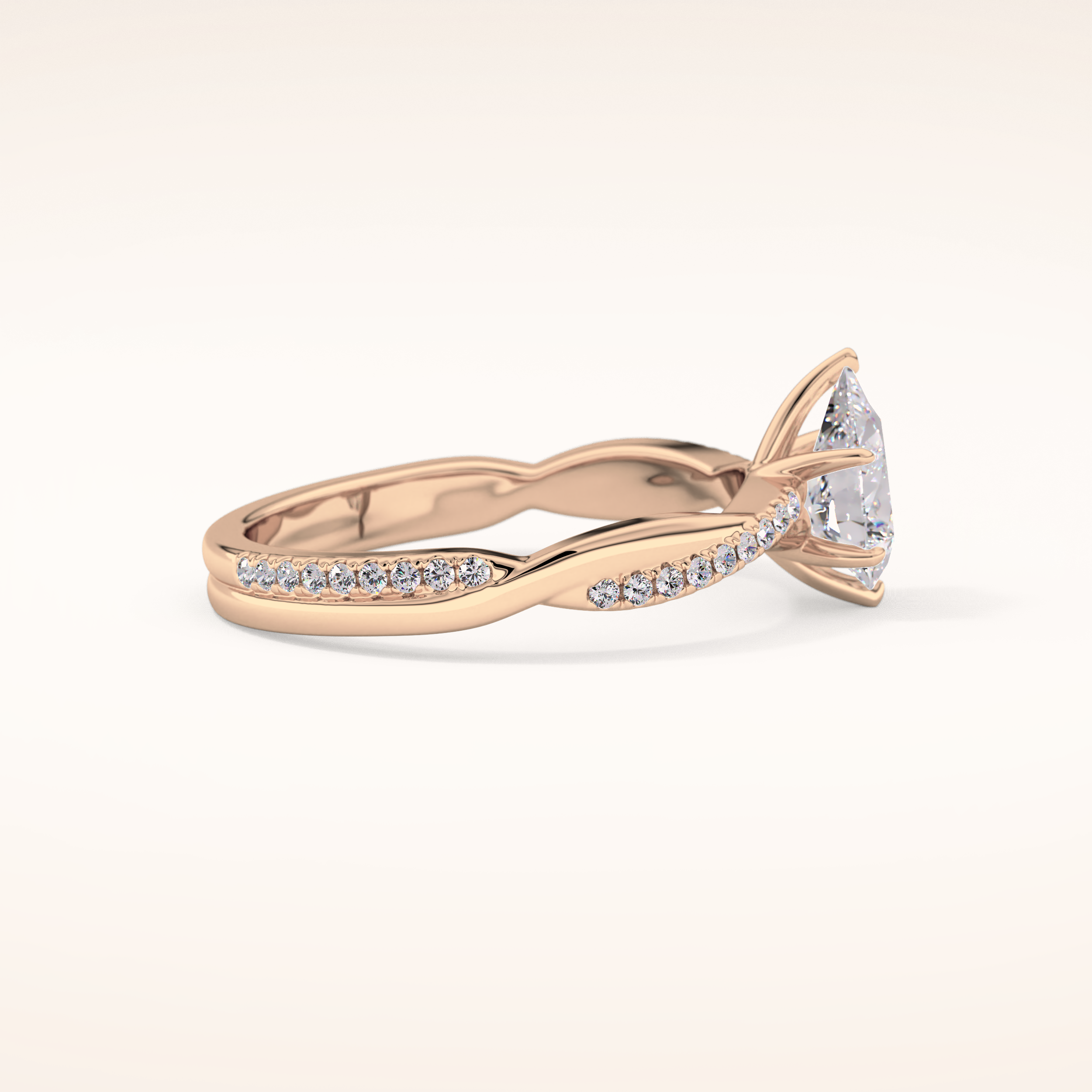 0.81 CT Pear Shaped Criss-Cross Pave Moissanite Engagement Ring