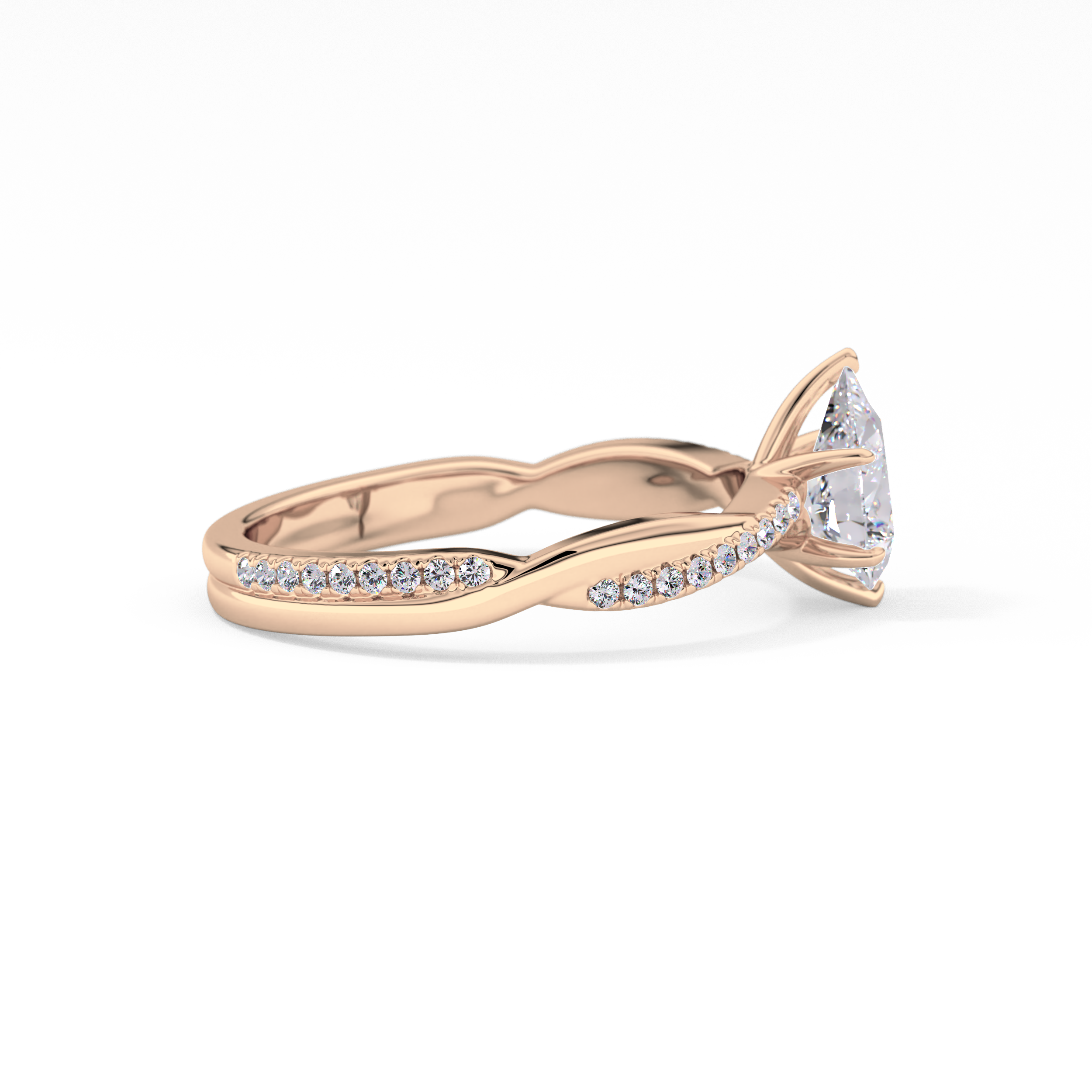 Pear Pave Lab Grown Diamond Engagement Ring
