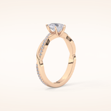 0.81 CT Pear Shaped Criss-Cross Pave Moissanite Engagement Ring