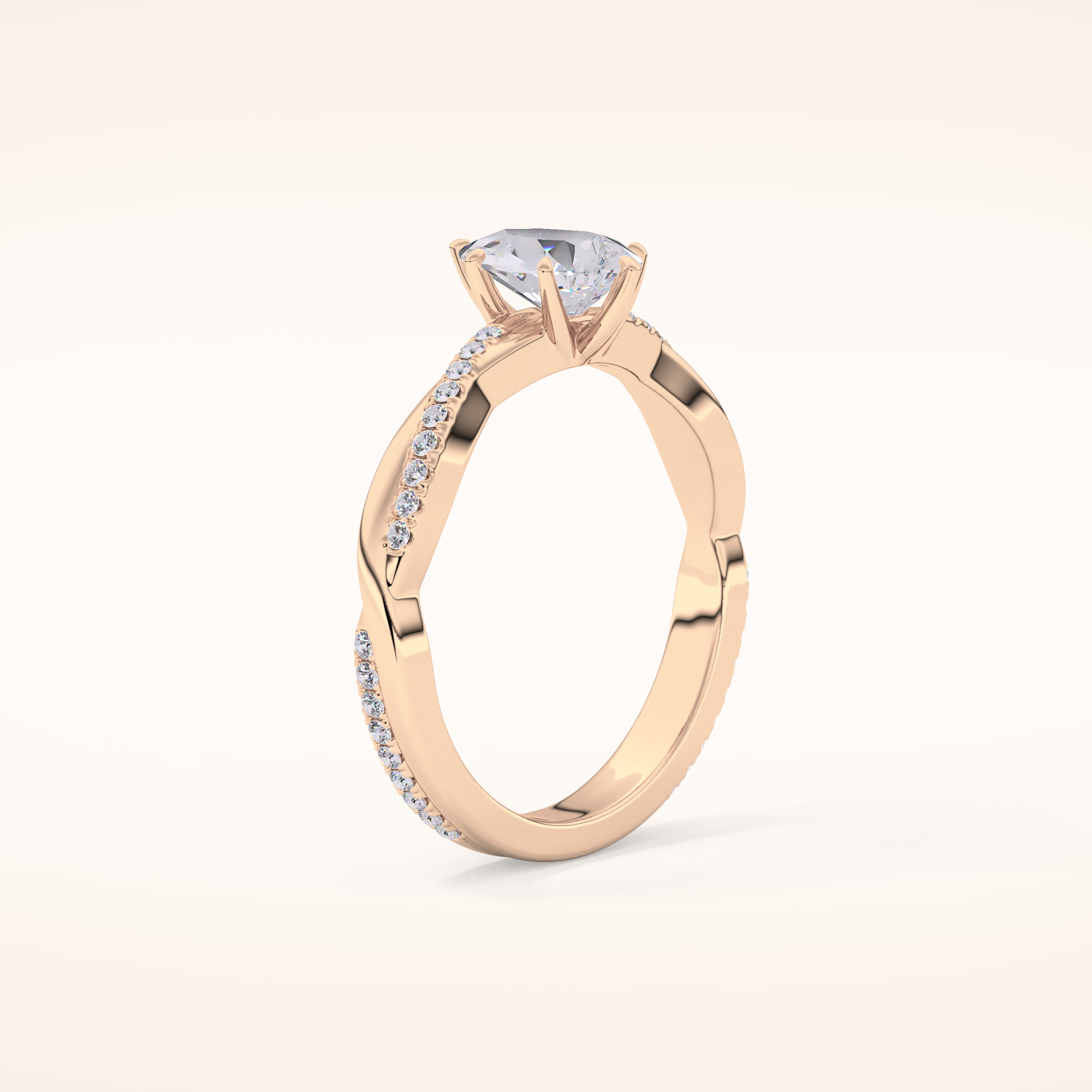 0.81 CT Pear Shaped Criss-Cross Pave Moissanite Engagement Ring