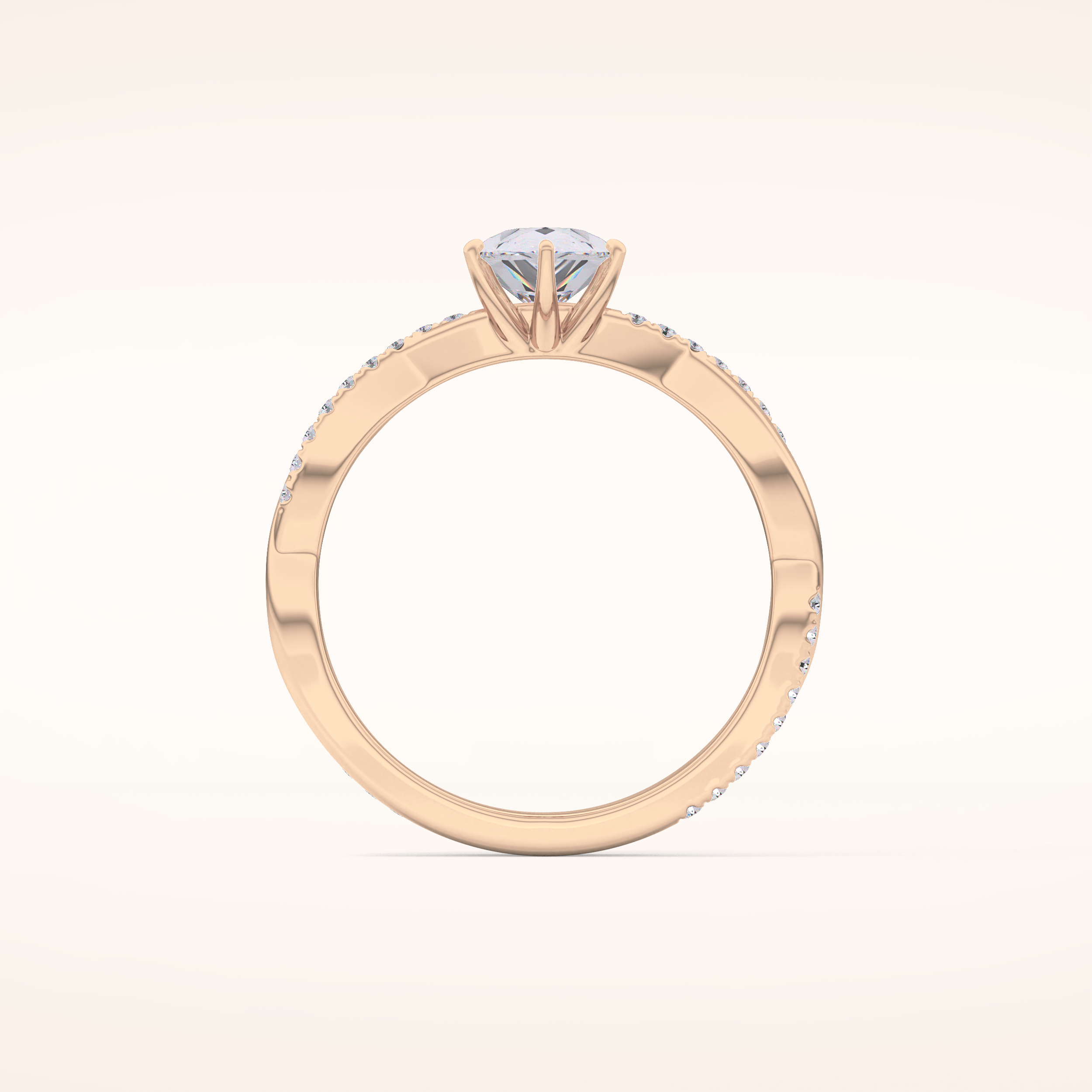 0.81 CT Pear Shaped Criss-Cross Pave Moissanite Engagement Ring