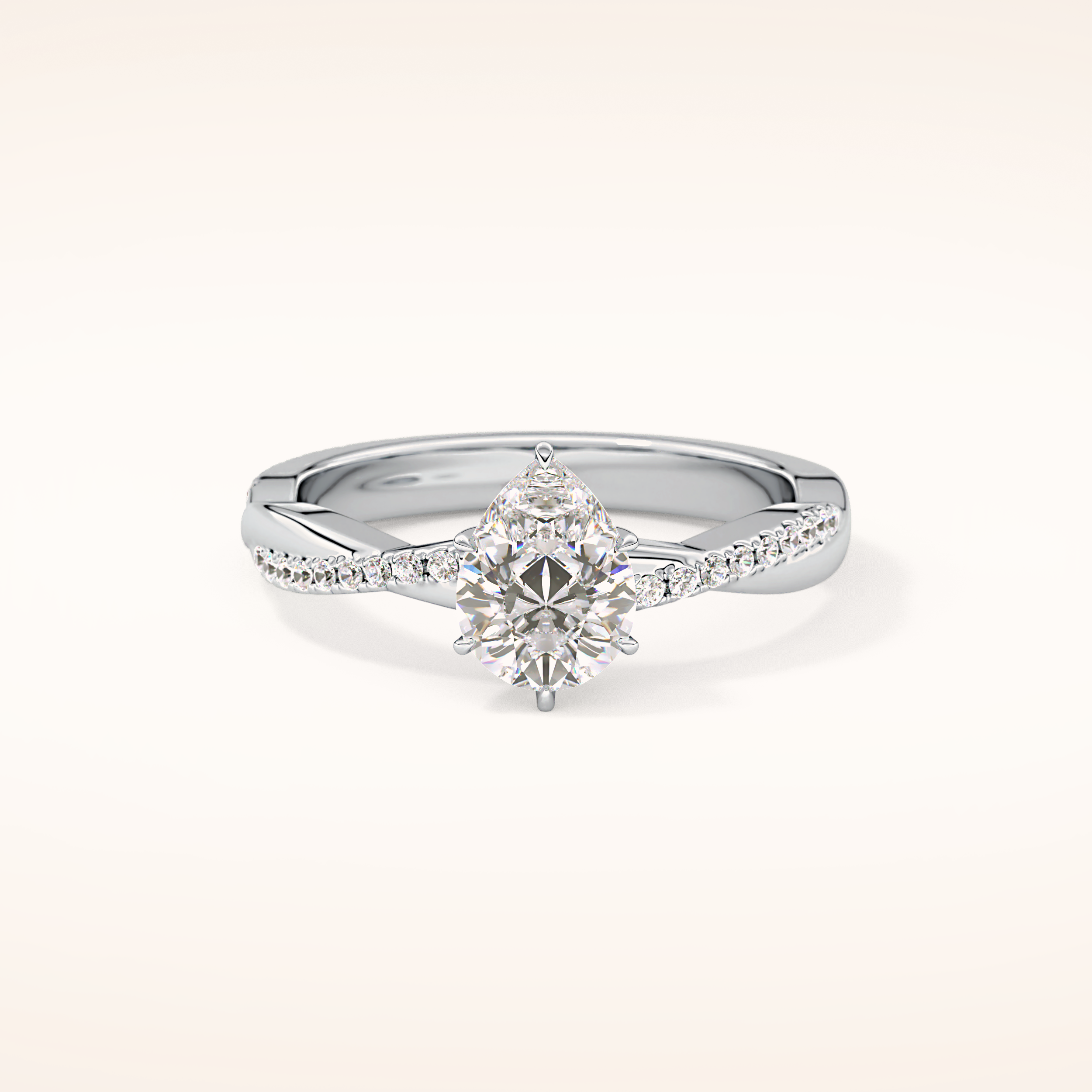 0.81 CT Pear Shaped Criss-Cross Pave Moissanite Engagement Ring
