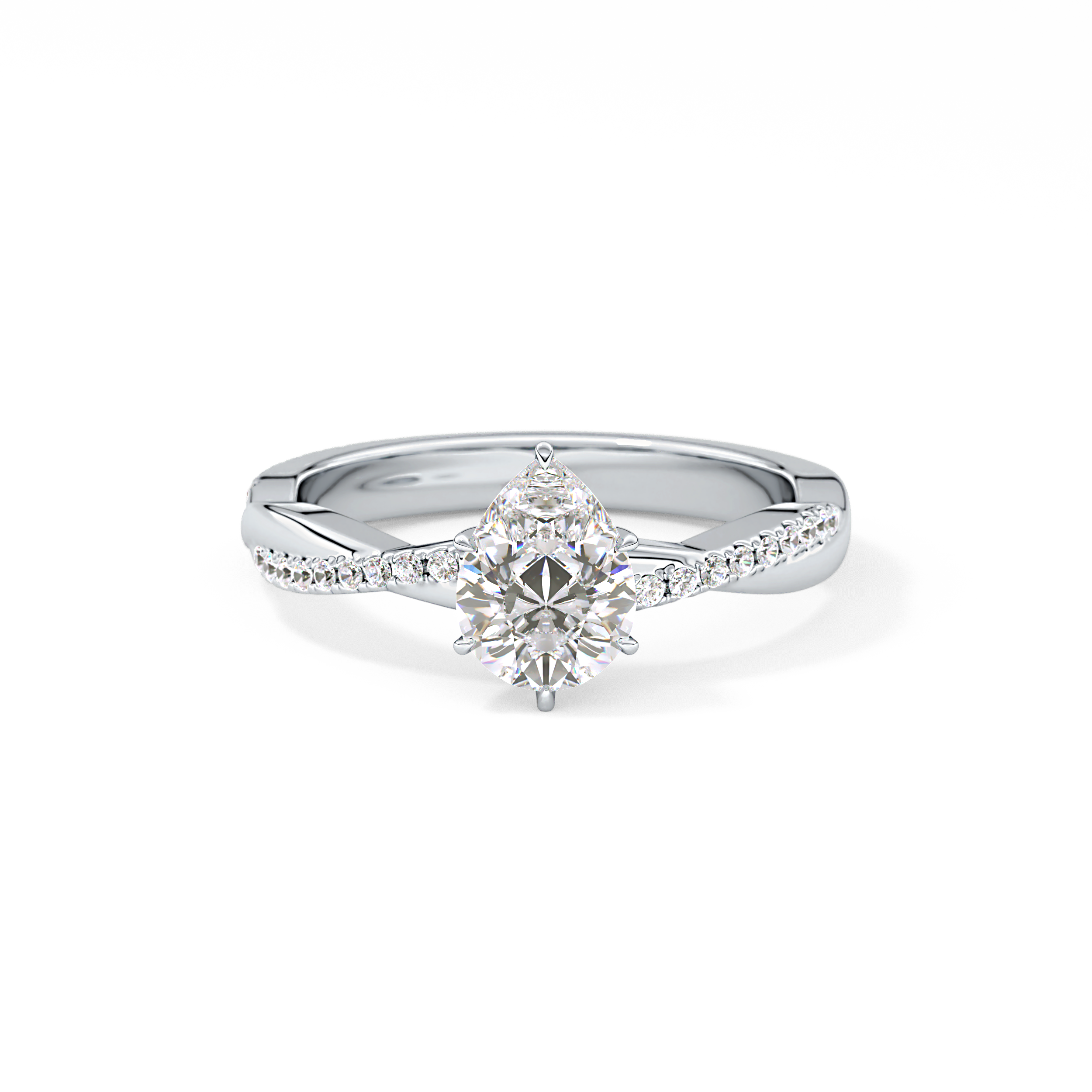 Pear Pave Lab Grown Diamond Engagement Ring