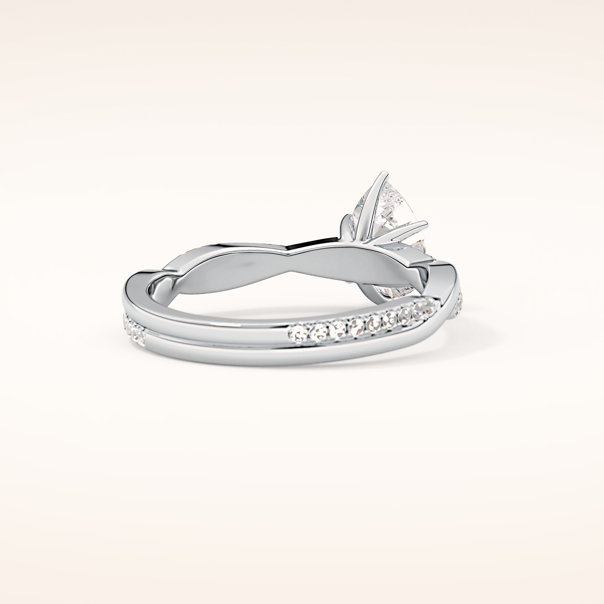 0.81 CT Pear Shaped Criss-Cross Pave Moissanite Engagement Ring