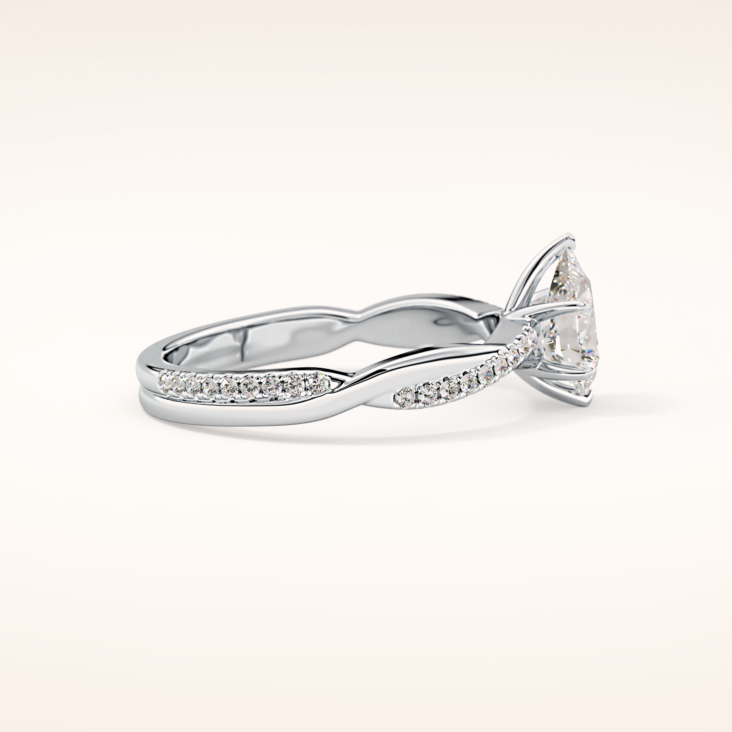 0.81 CT Pear Shaped Criss-Cross Pave Moissanite Engagement Ring