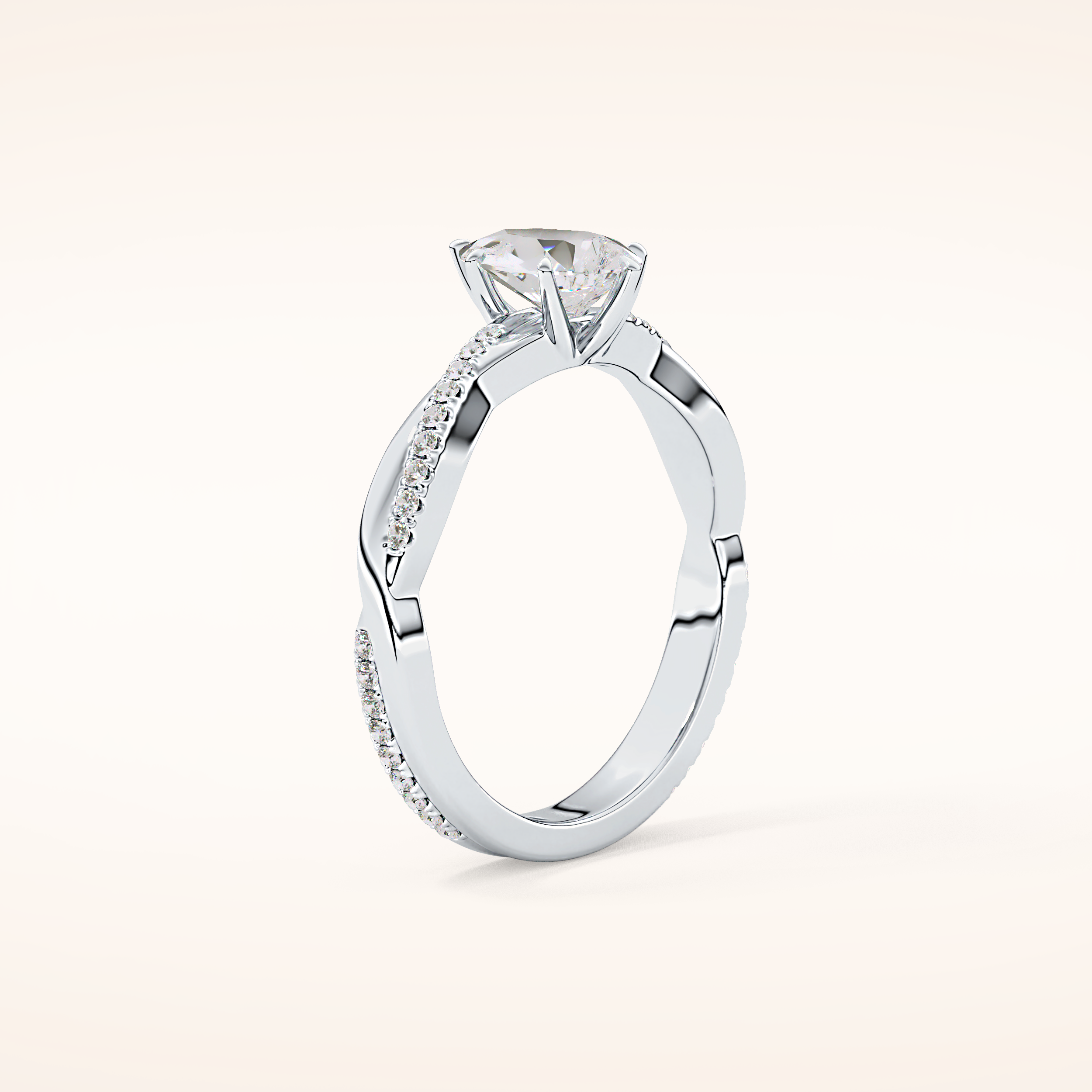 0.81 CT Pear Shaped Criss-Cross Pave Moissanite Engagement Ring