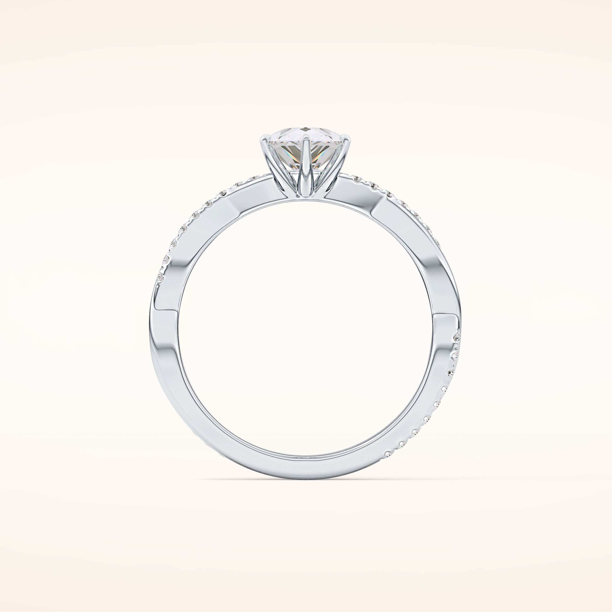 0.81 CT Pear Shaped Criss-Cross Pave Moissanite Engagement Ring