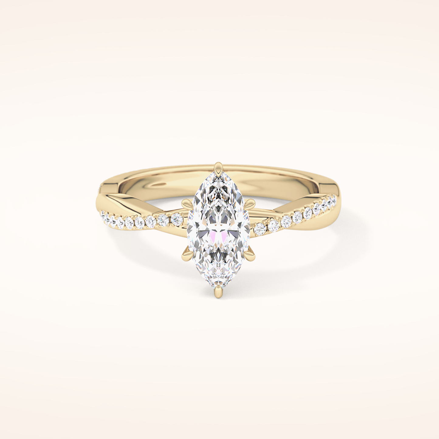 0.82 CT Marquise Shaped Criss-Cross Pave Moissanite Engagement Ring