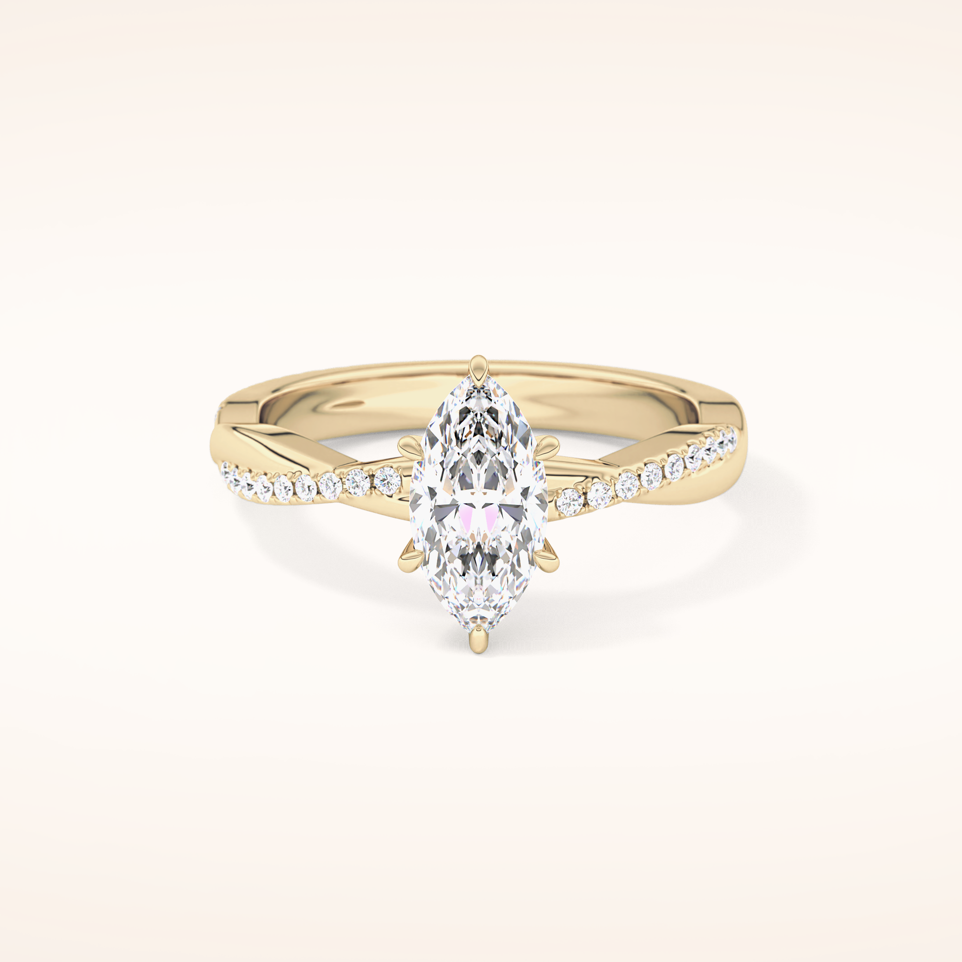 0.82 CT Marquise Shaped Criss-Cross Pave Moissanite Engagement Ring