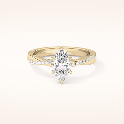 0.82 CT Marquise Shaped Criss-Cross Pave Moissanite Engagement Ring