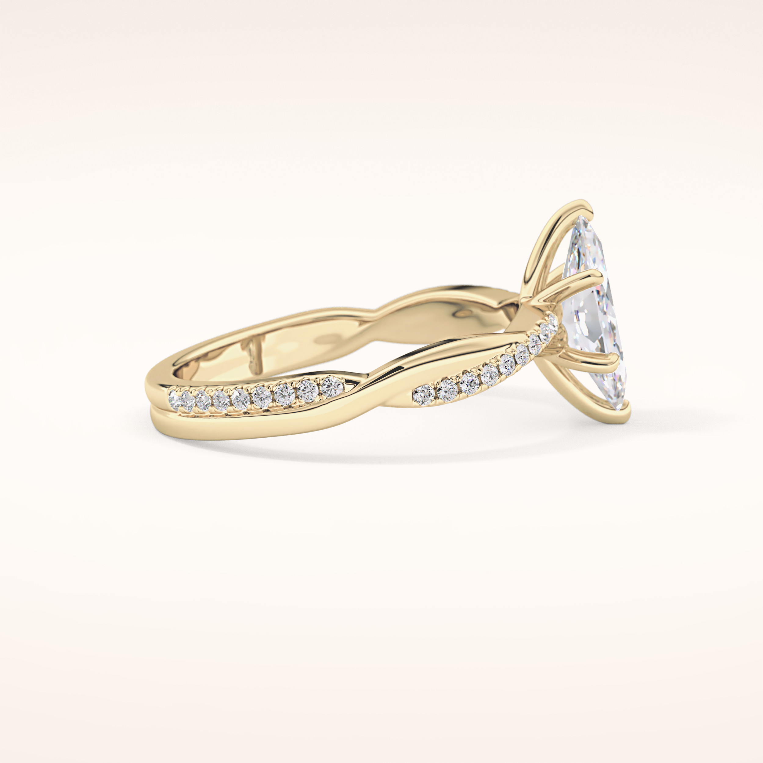 0.82 CT Marquise Shaped Criss-Cross Pave Moissanite Engagement Ring