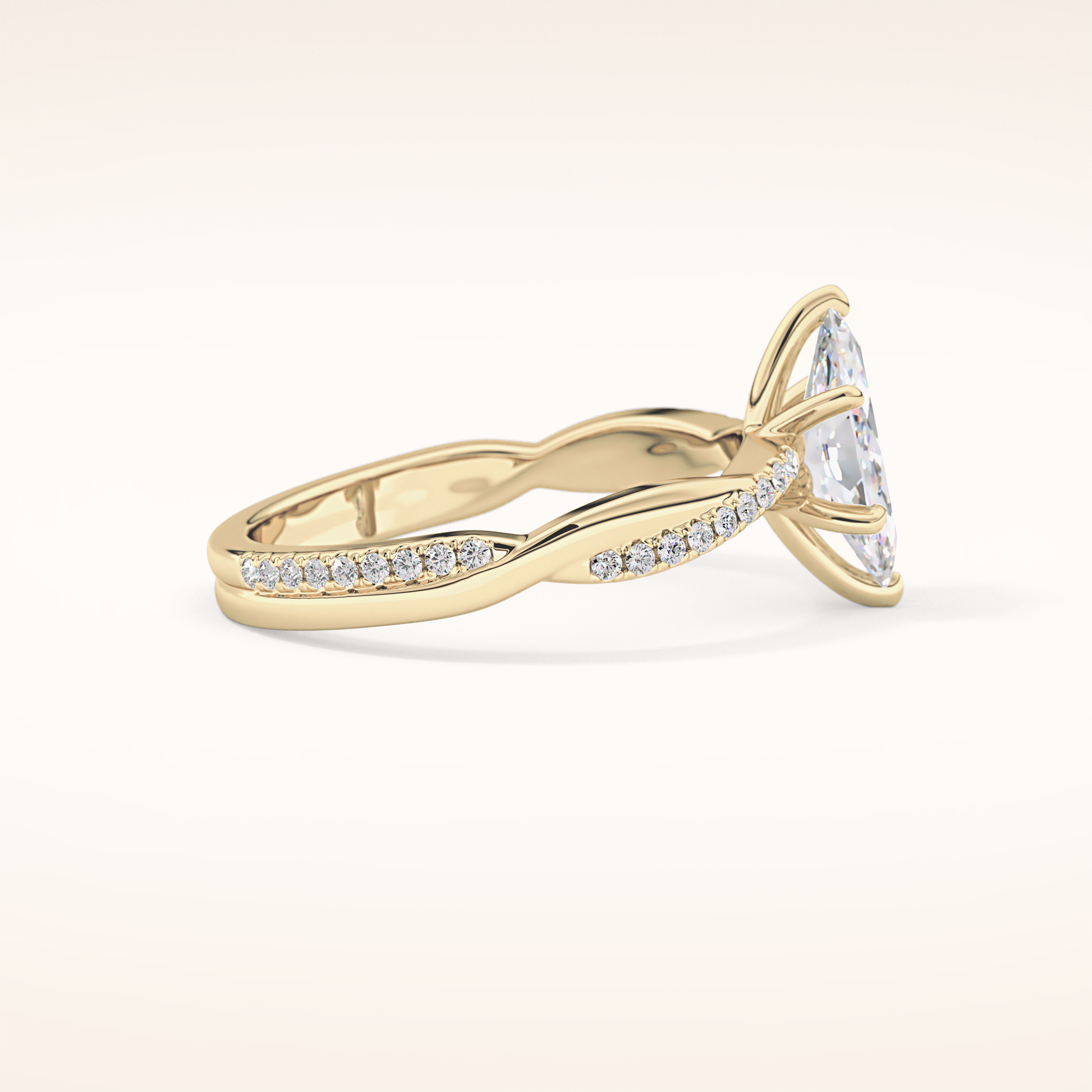 0.82 CT Marquise Shaped Criss-Cross Pave Moissanite Engagement Ring