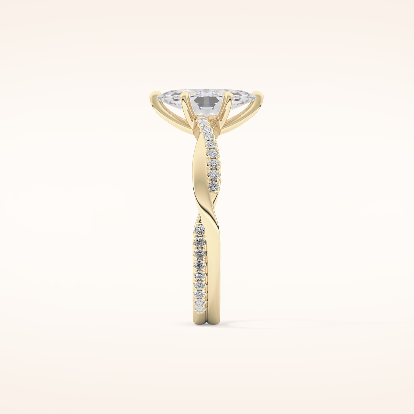 0.82 CT Marquise Shaped Criss-Cross Pave Moissanite Engagement Ring