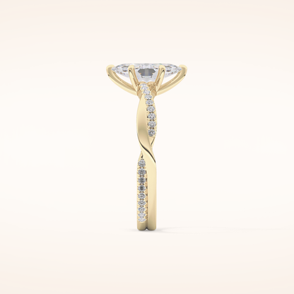 0.82 CT Marquise Shaped Criss-Cross Pave Moissanite Engagement Ring