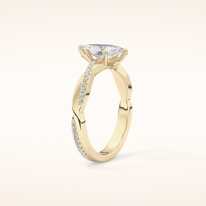 0.82 CT Marquise Shaped Criss-Cross Pave Moissanite Engagement Ring