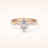 0.82 CT Marquise Shaped Criss-Cross Pave Moissanite Engagement Ring