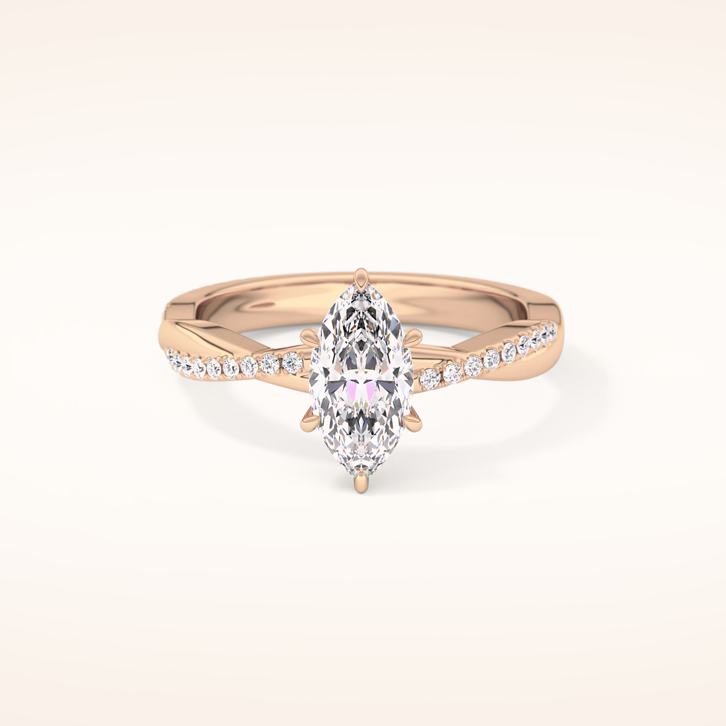 0.82 CT Marquise Shaped Criss-Cross Pave Moissanite Engagement Ring