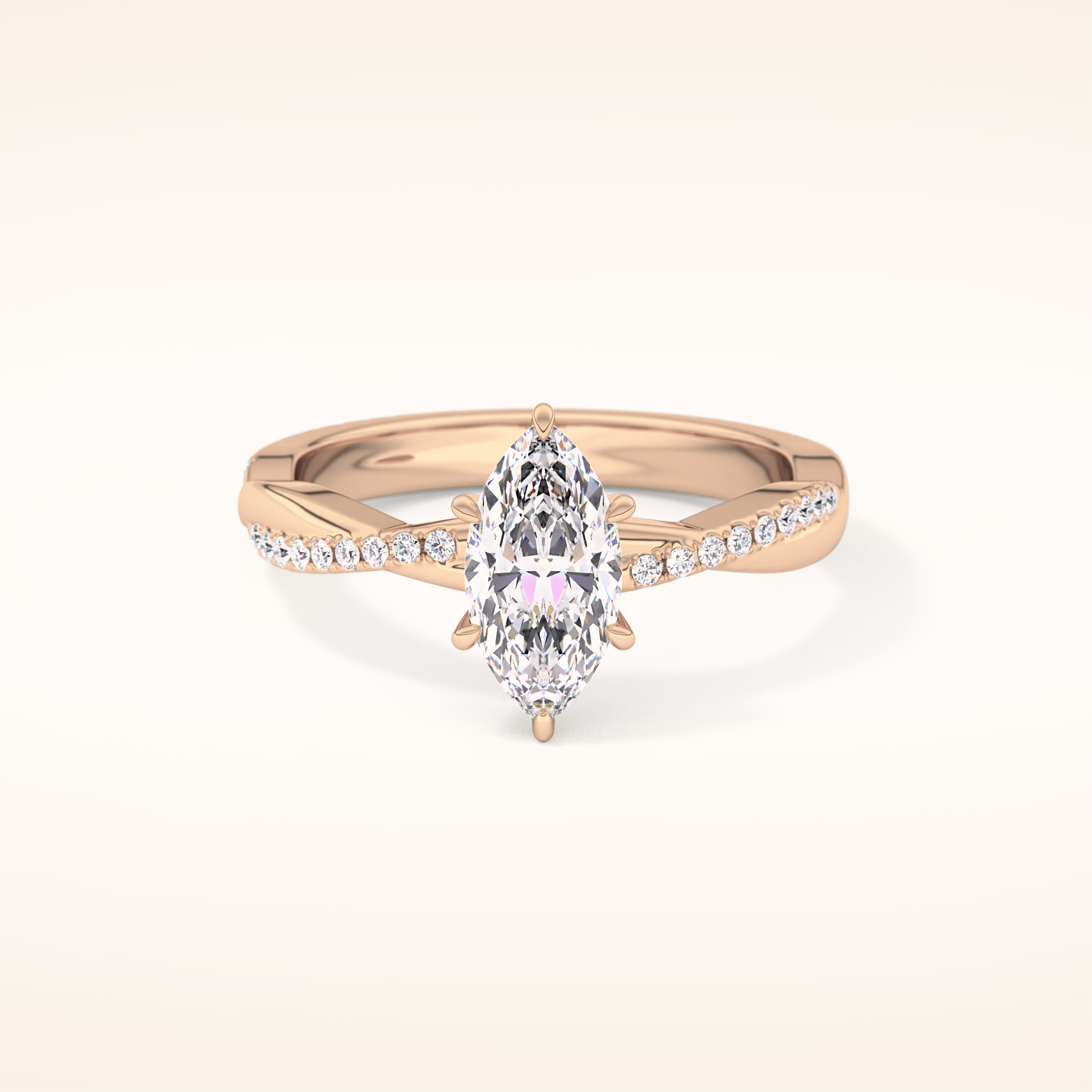 0.82 CT Marquise Shaped Criss-Cross Pave Moissanite Engagement Ring