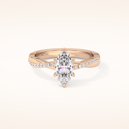 0.82 CT Marquise Shaped Criss-Cross Pave Moissanite Engagement Ring