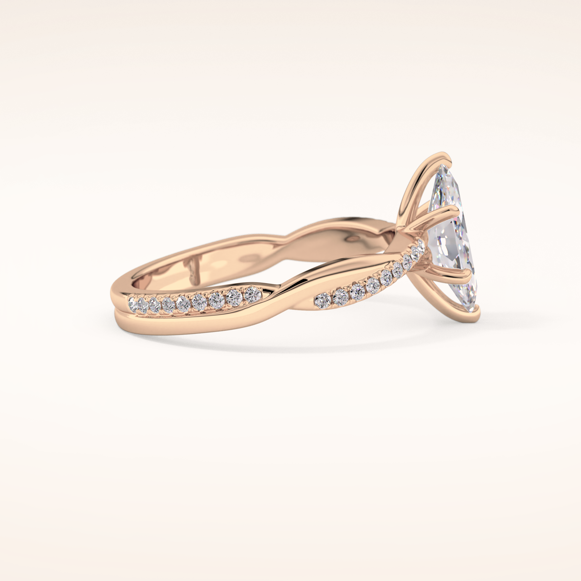 0.82 CT Marquise Shaped Criss-Cross Pave Moissanite Engagement Ring