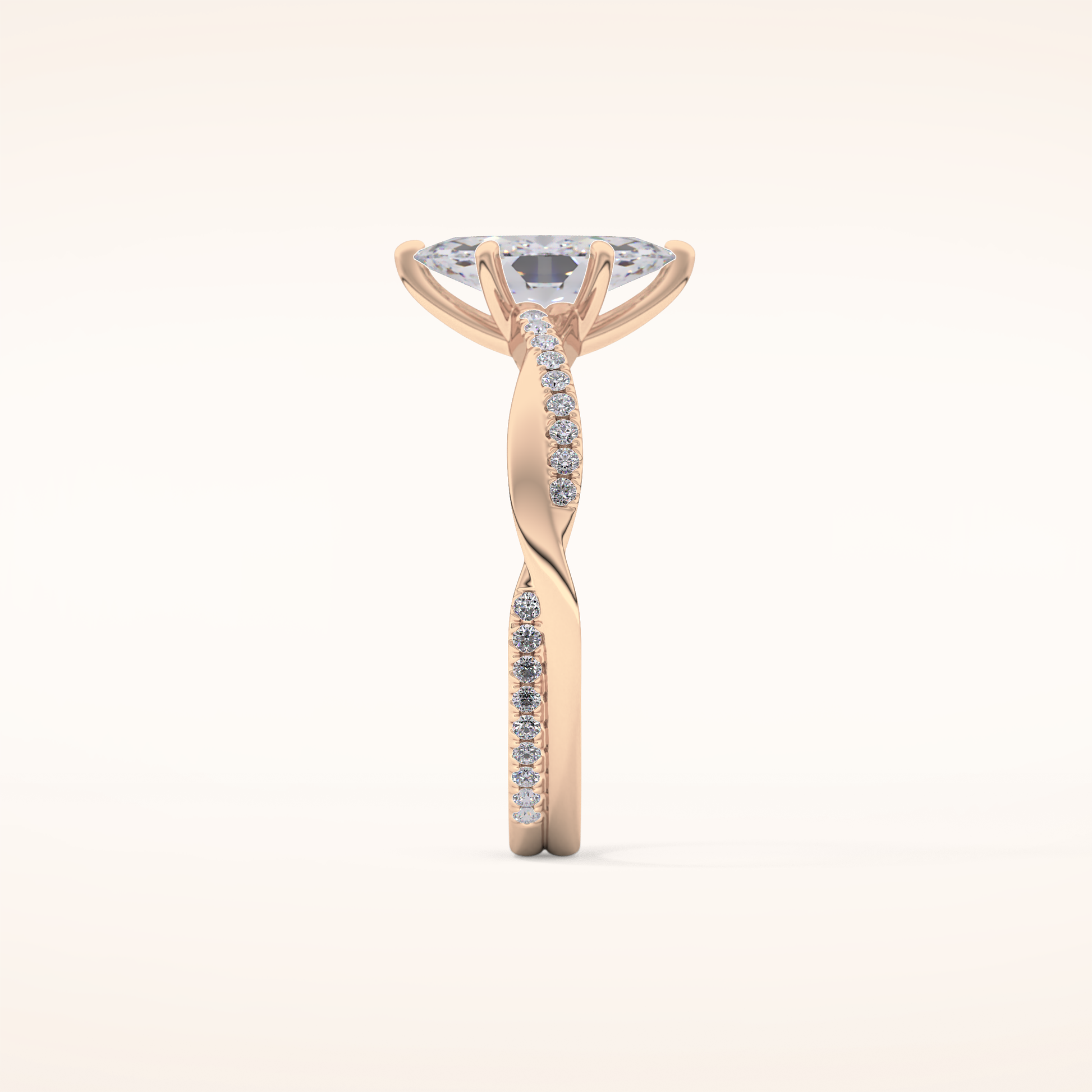 0.82 CT Marquise Shaped Criss-Cross Pave Moissanite Engagement Ring