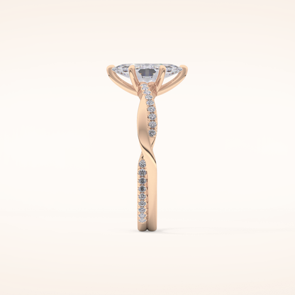 0.82 CT Marquise Shaped Criss-Cross Pave Moissanite Engagement Ring