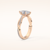 0.82 CT Marquise Shaped Criss-Cross Pave Moissanite Engagement Ring