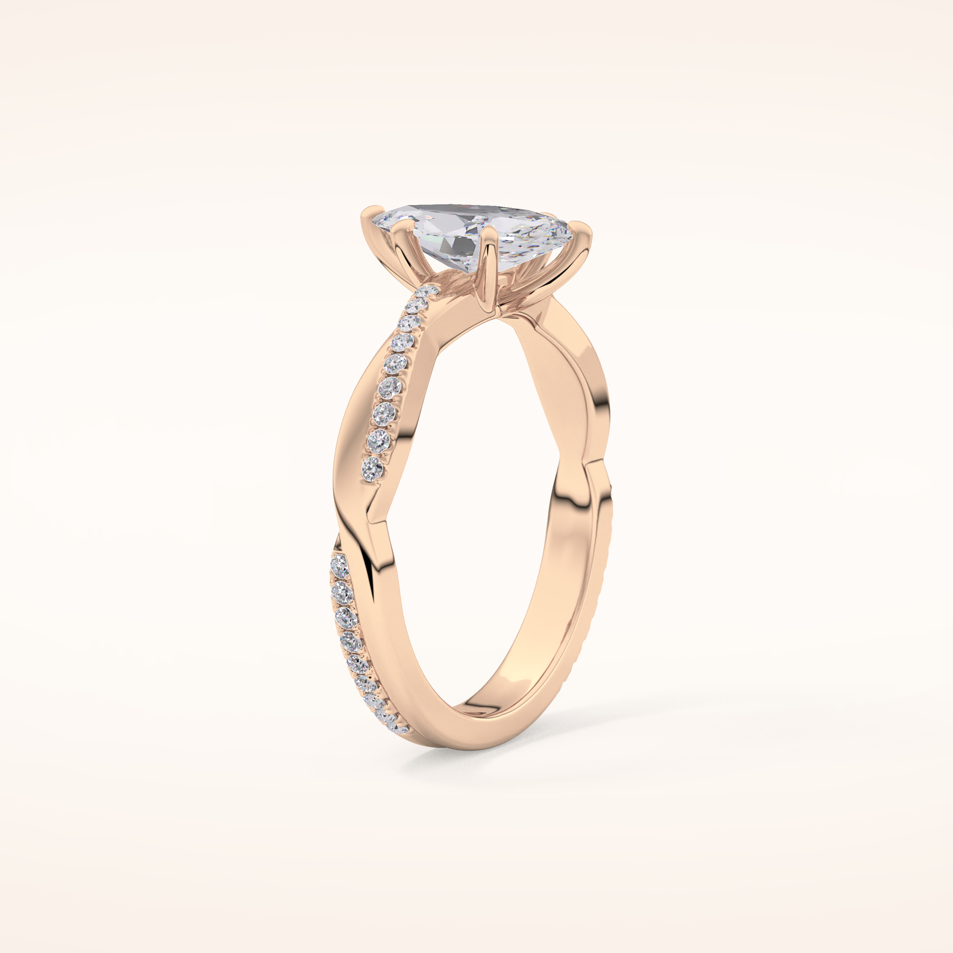 0.82 CT Marquise Shaped Criss-Cross Pave Moissanite Engagement Ring