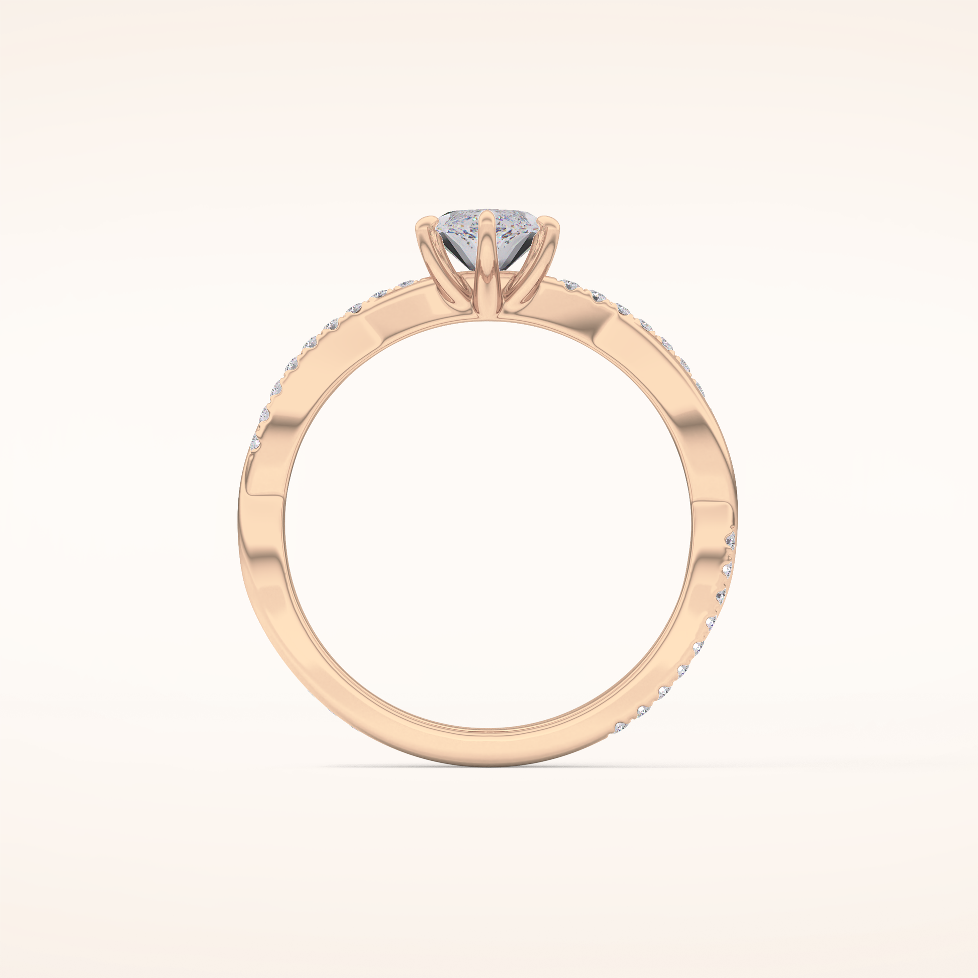 0.82 CT Marquise Shaped Criss-Cross Pave Moissanite Engagement Ring