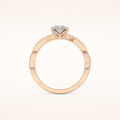 0.82 CT Marquise Shaped Criss-Cross Pave Moissanite Engagement Ring