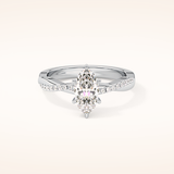 0.82 CT Marquise Shaped Criss-Cross Pave Moissanite Engagement Ring