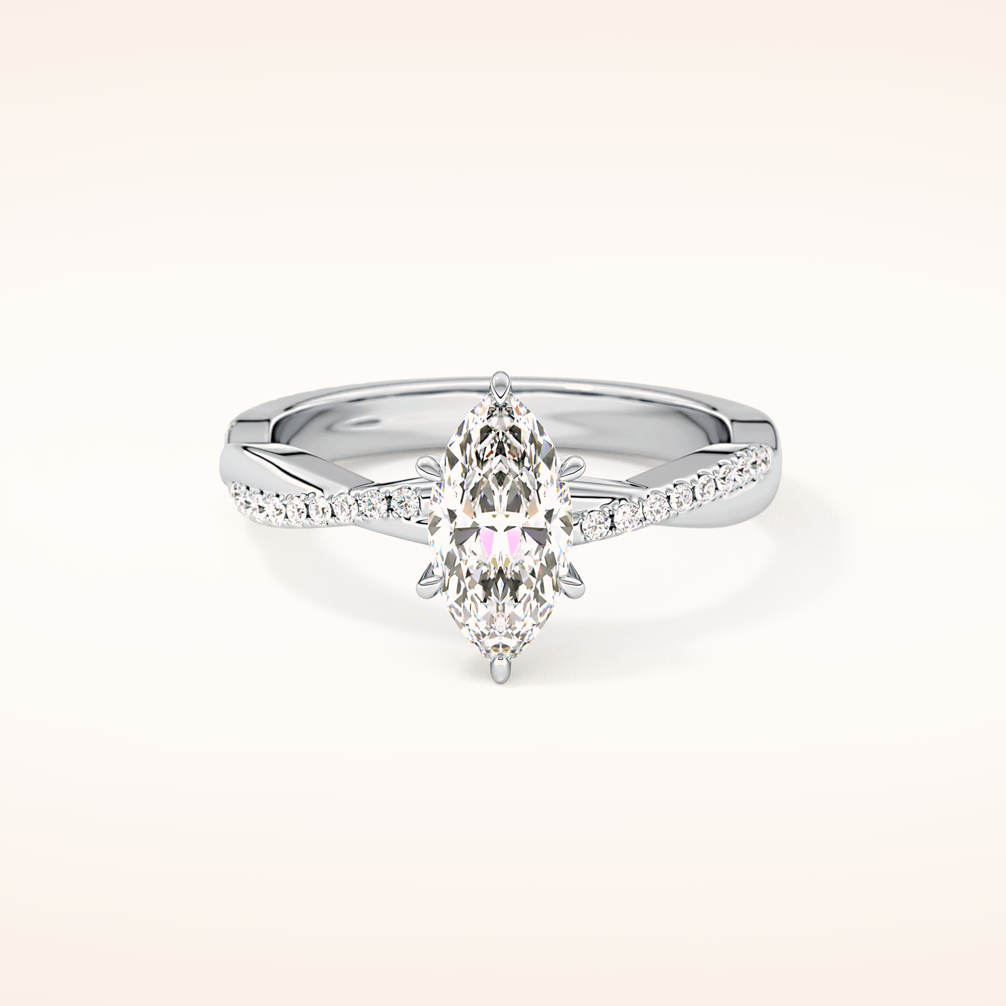 0.82 CT Marquise Shaped Criss-Cross Pave Moissanite Engagement Ring