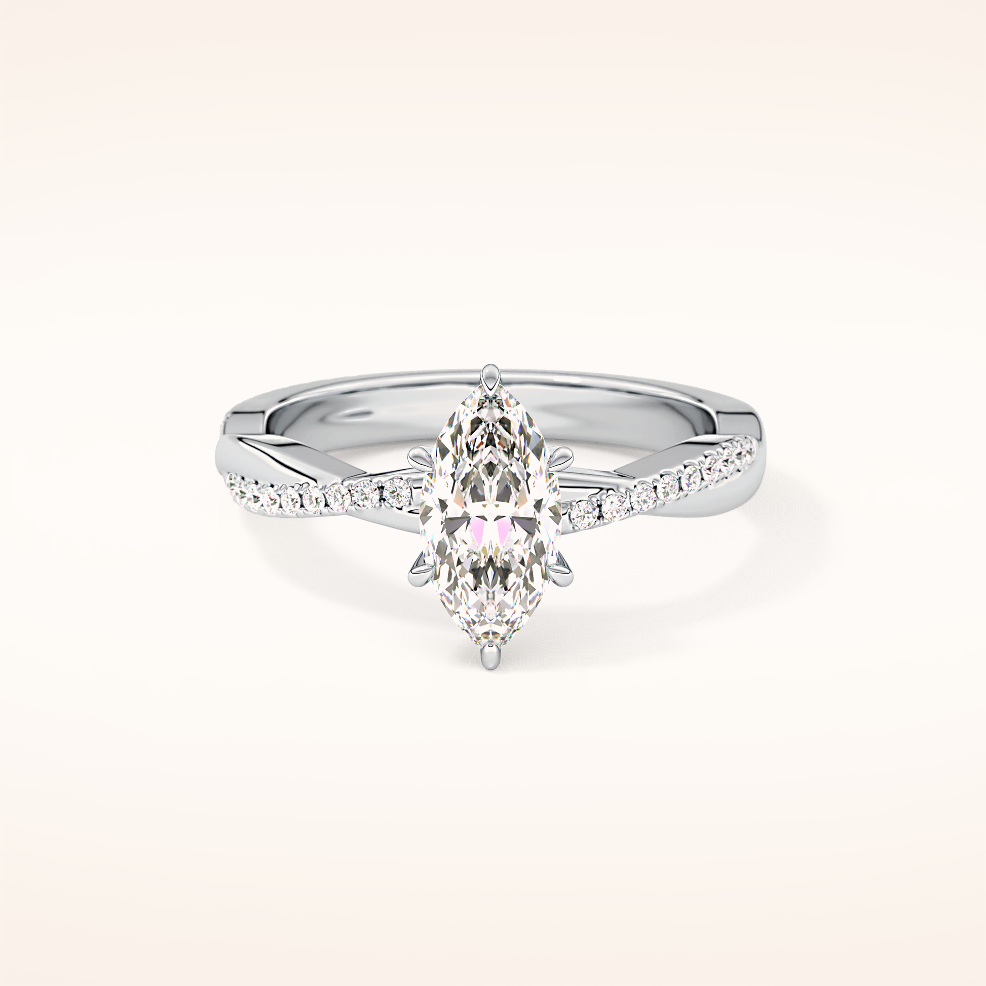 0.82 CT Marquise Shaped Criss-Cross Pave Moissanite Engagement Ring