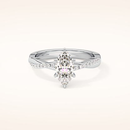 0.82 CT Marquise Shaped Criss-Cross Pave Moissanite Engagement Ring